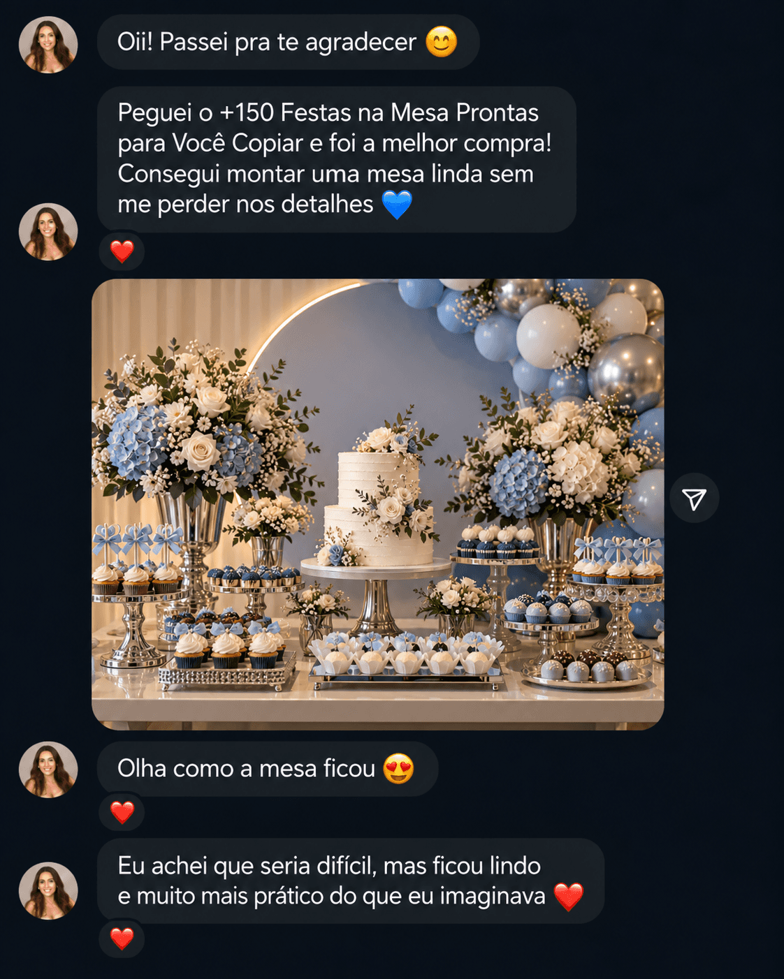Print de cliente: ficou lindo e recomenda o produto. Foto da decoração