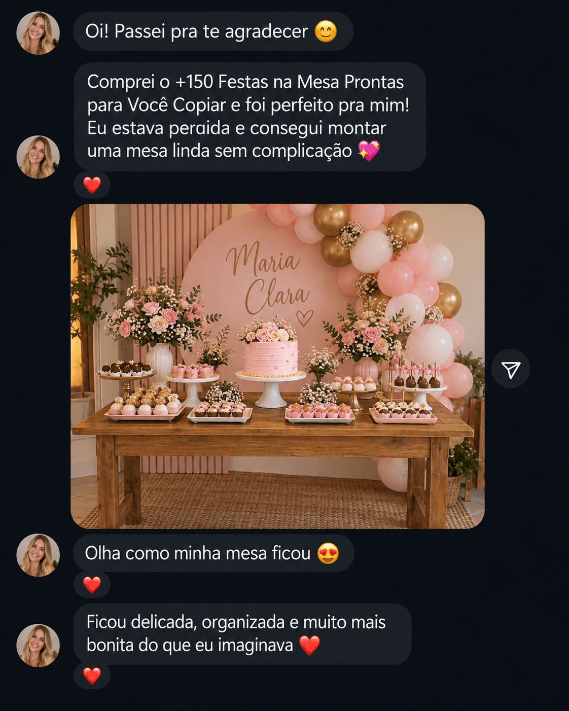 Print de cliente: escolheu um tema pronto e montou a festa. Foto da decoração